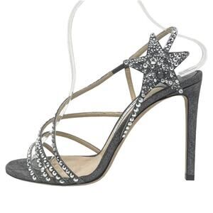 Jimmy Choo Lynn Star Crystal Embellished Suede Sandals Size EU 39